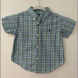 Ralph Lauren Multi Boys Short Sleeve Plaid Poplin Shirt Size 18 Months